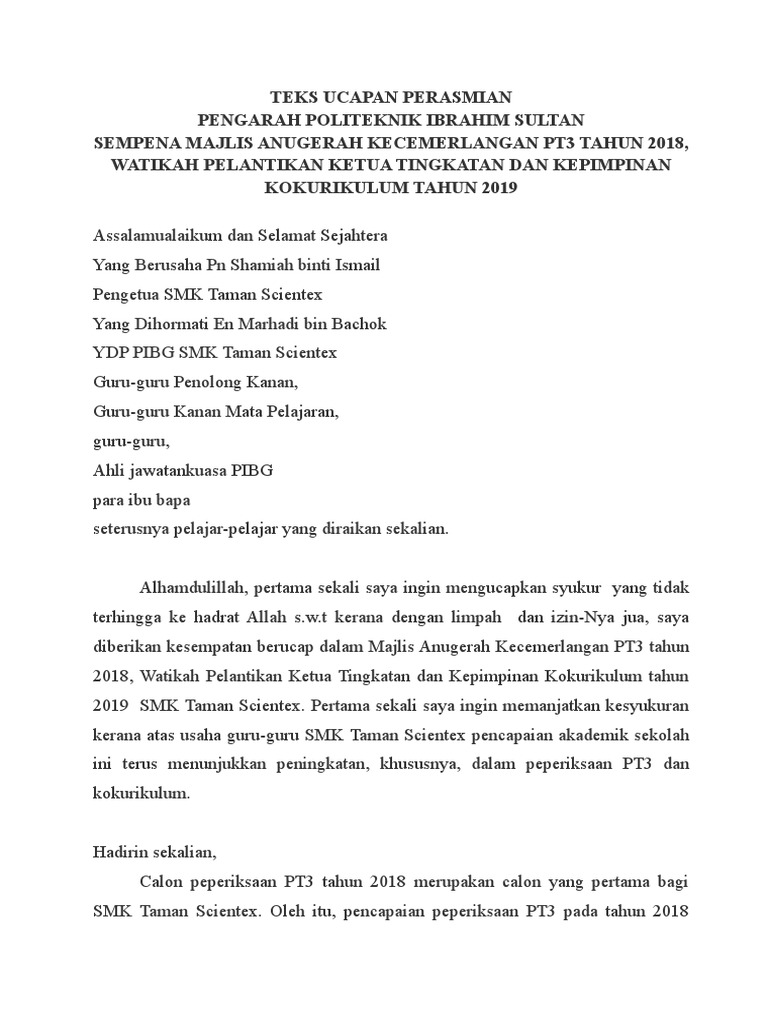 Teks Ucapan Untuk Vip