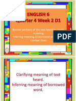 Restate Portions of The Text Heard To Clarify Meaning Inferring Meaning of Borrowed Word Using - Context Clues