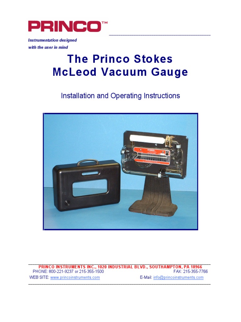 Mcleod Gage Manual PDF Vacuum Pressure Measurement