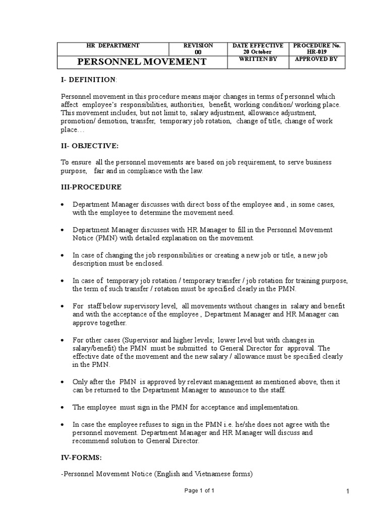 Personnel Movement IDefinition PDF