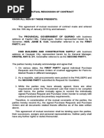 Mutual Rescission of Contract