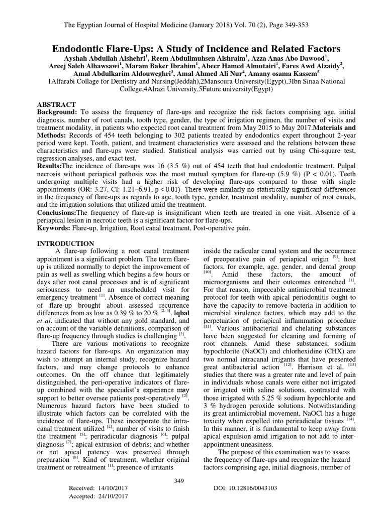 Endodontic Flare Ups PDF Dentistry Health Care