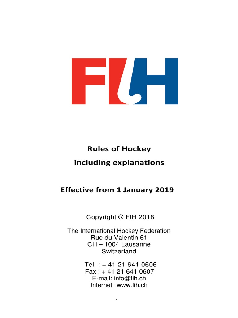 Rules of Hockey Including Explanations PDF Sports Rules And