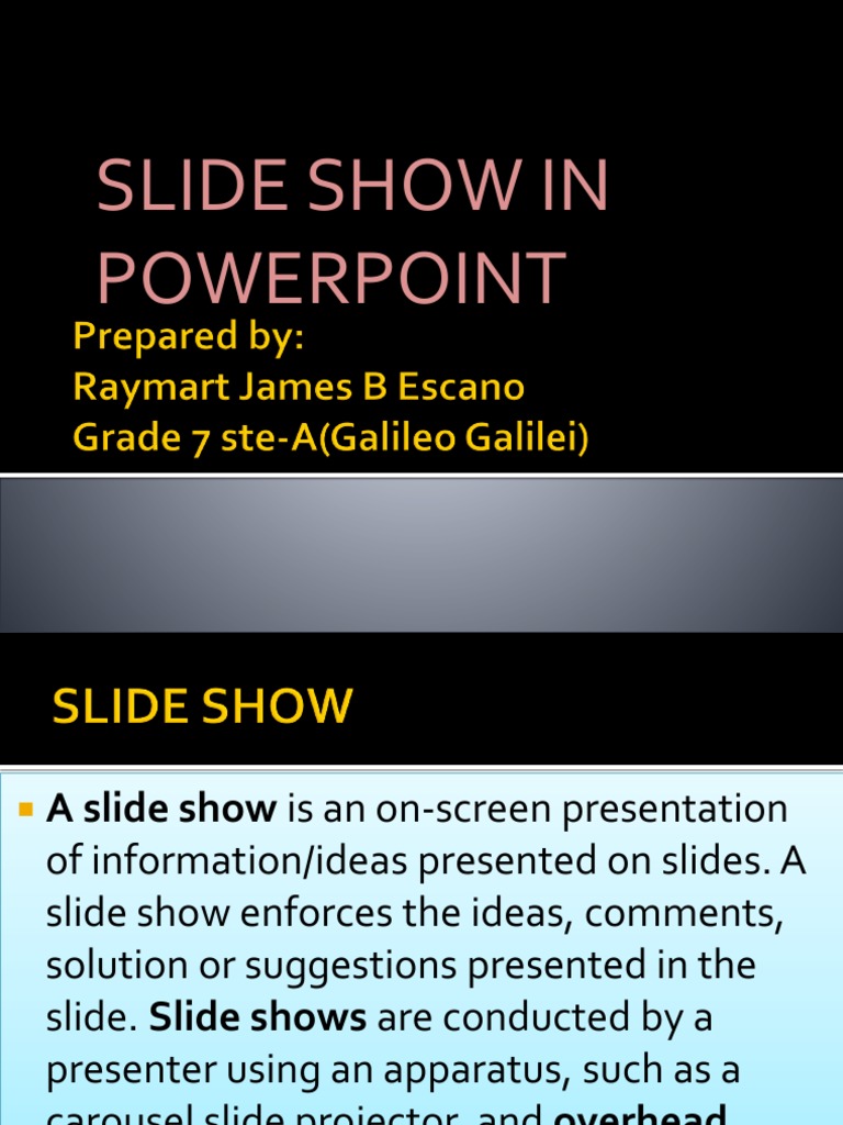 PowerPoint Slide Show Essentials | PDF | Computer Monitor | Input/Output