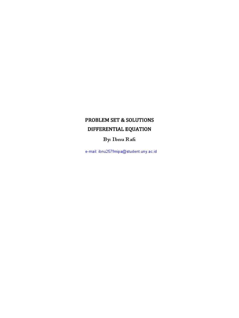 Problem Set of Differential Equation PDF | PDF | Differential Equations ...