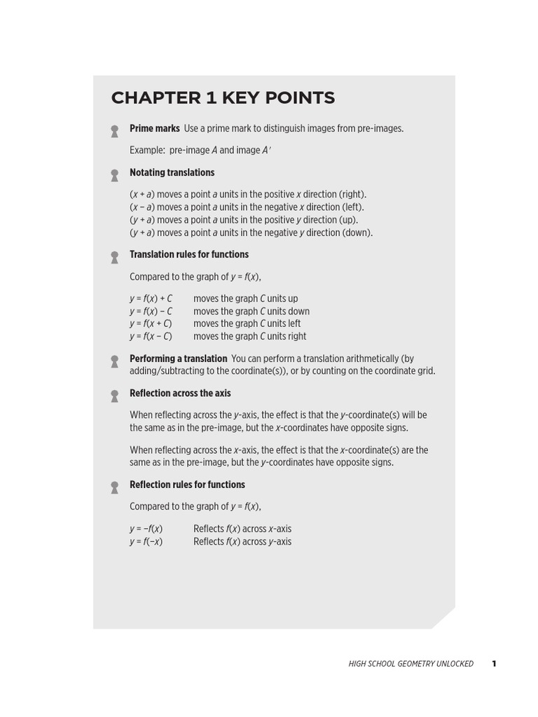 Chapter 1 Key Points y F (X) + C y F (X) C y F (X + C) y F (X C