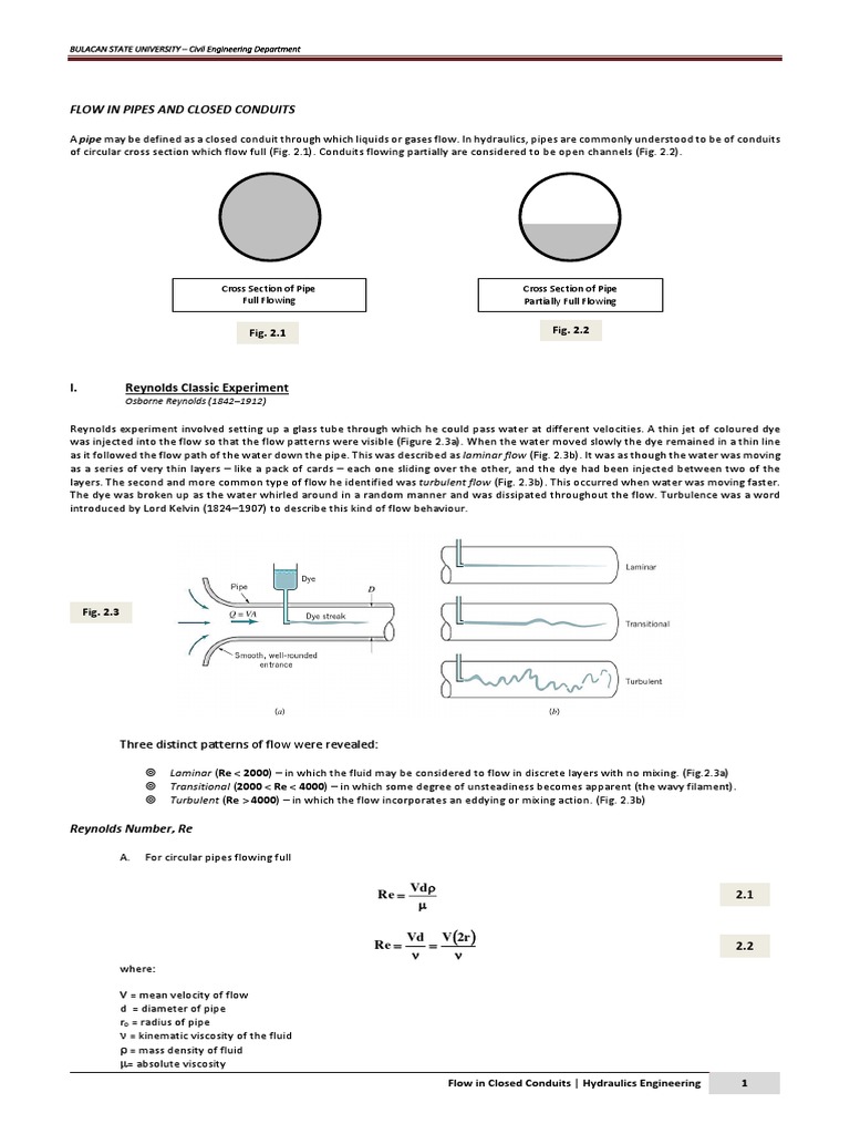 Flow Dynamics in Closed Conduits | PDF | Reynolds Number | Fluid Dynamics