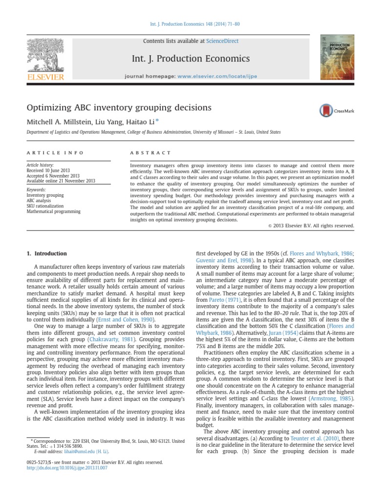 Optimizing ABC Inventory Decisions | PDF | Mathematical Optimization ...