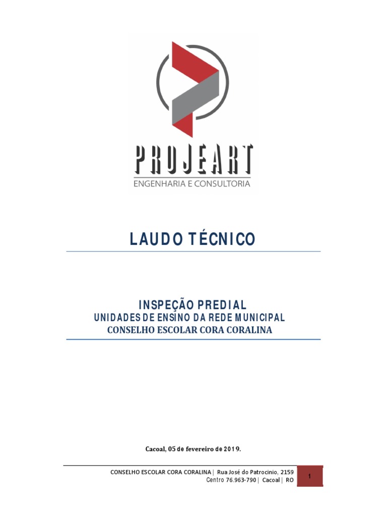 Laudo Técnico Escola PDF Alvenaria Engenharia Civil