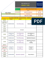 Schedule: Class Room Coaching - Bank / SSC