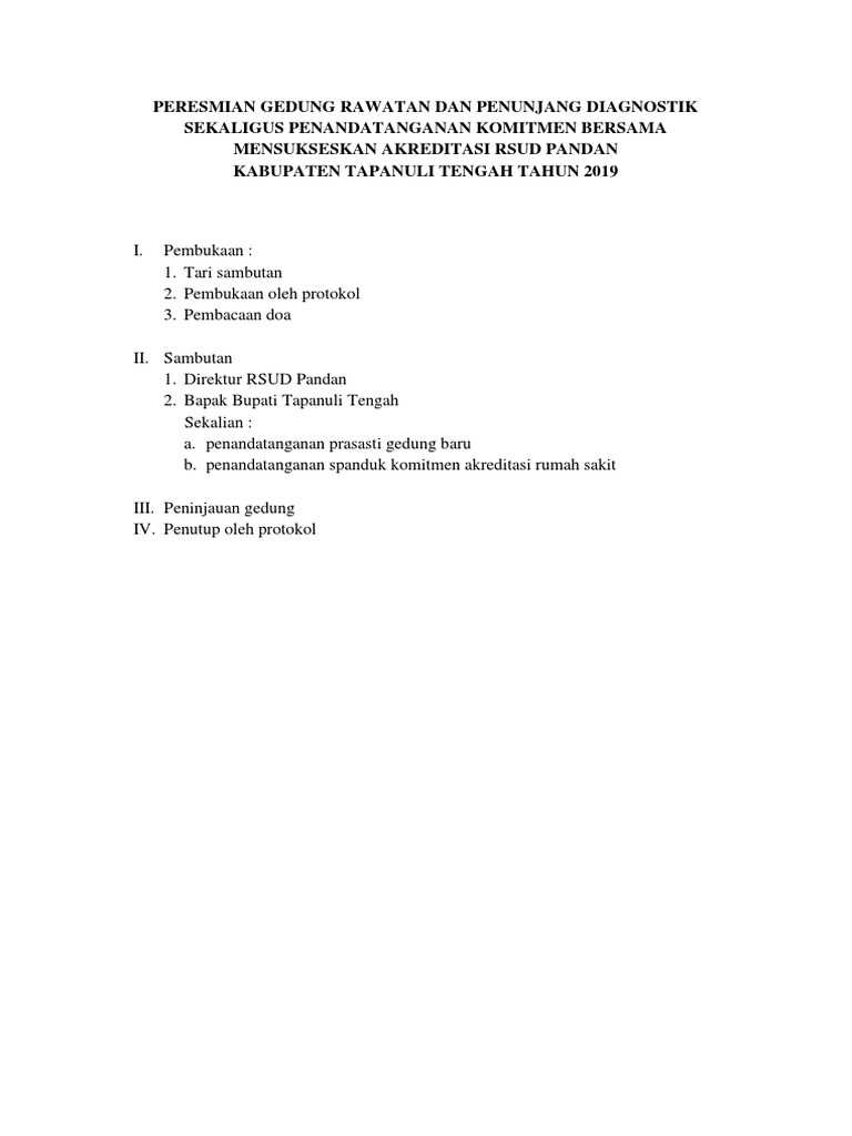 Contoh Teks Susunan Acara Peresmian Gedung Baru