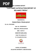 PBL Report Customer Satisfaction Report of Reliance Fresh