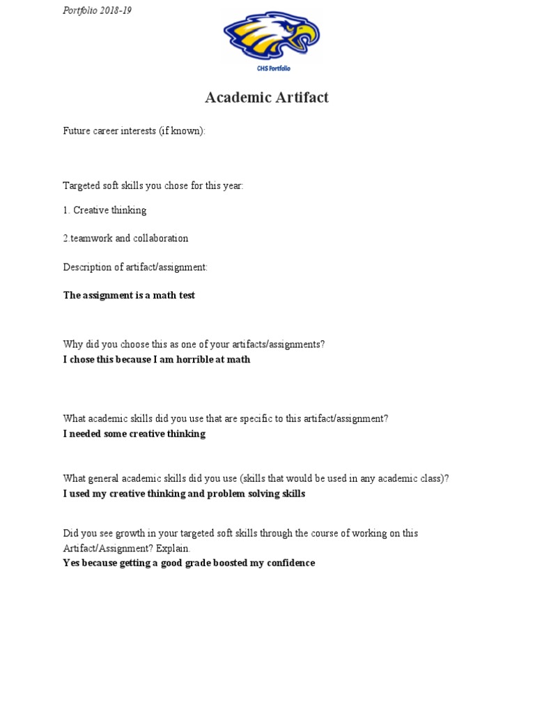 Academic Artifact Form PDF