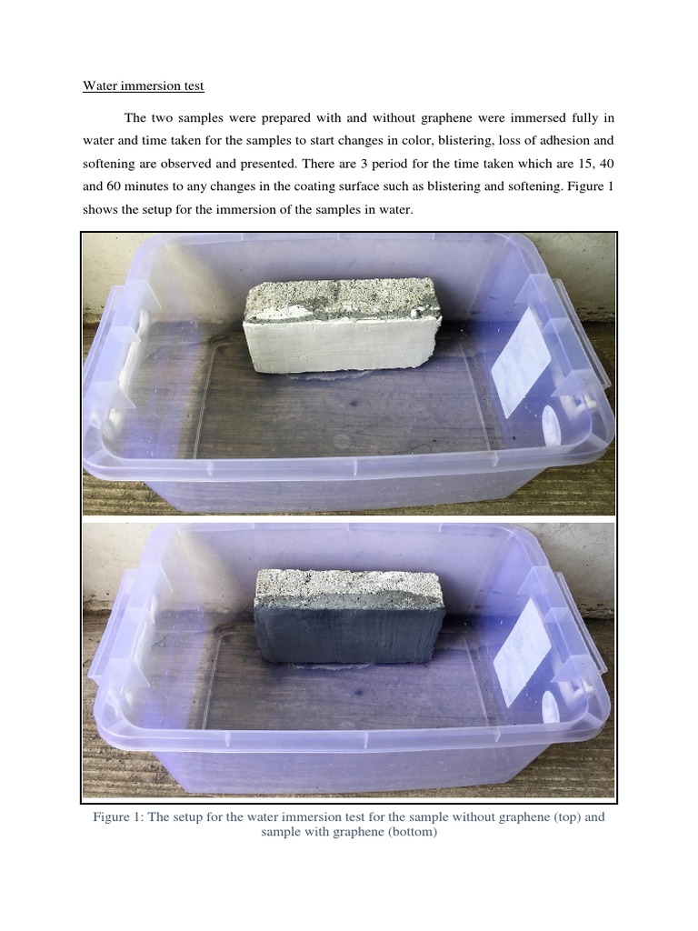 Figure 1 The Setup For The Water Immersion Test For The Sample Without