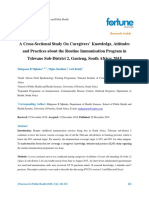 A Crosssectional Study On Caregivers Knowledge Attitudes and Practices About The Routine Immunisation Program in Tshwane Subdistri