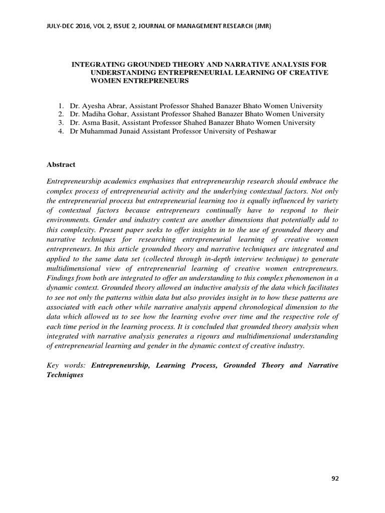 Integrating Grounded Theory and Narrative Analysis | PDF ...