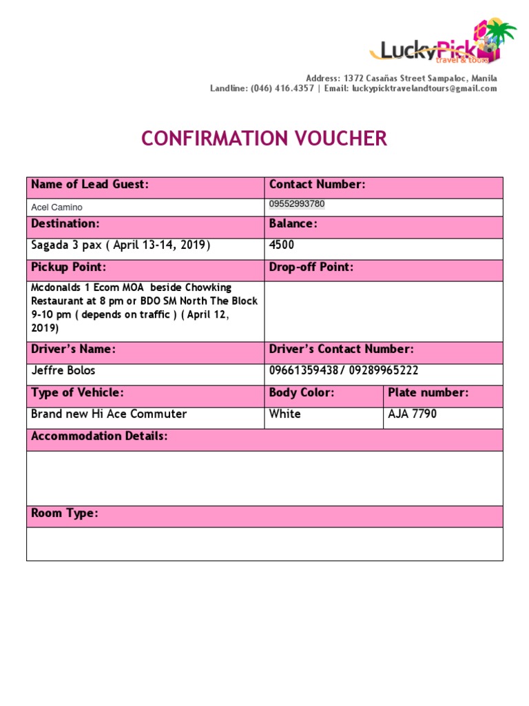 Sagada Trip Confirmation | PDF