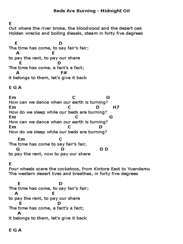 Beds Are Burning Midnight Oil PDF