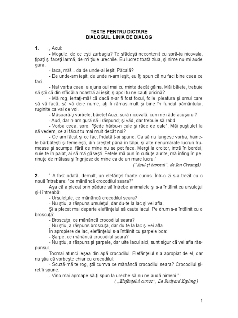 Dictare Dialogul Liniadedialog | PDF