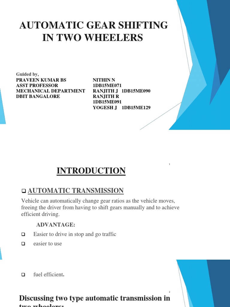 Automatic Gear Shifting in Two Wheelers | PDF | Automatic Transmission ...