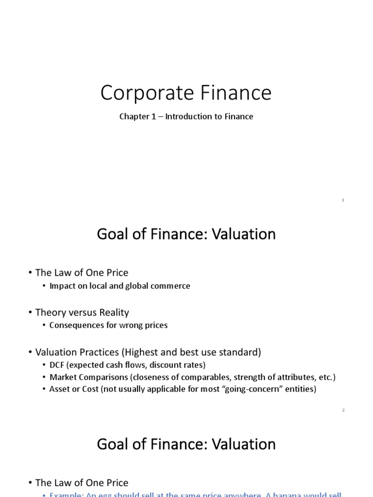 Corporate Finance - Chapter 1 (OL) | PDF | Valuation (Finance ...