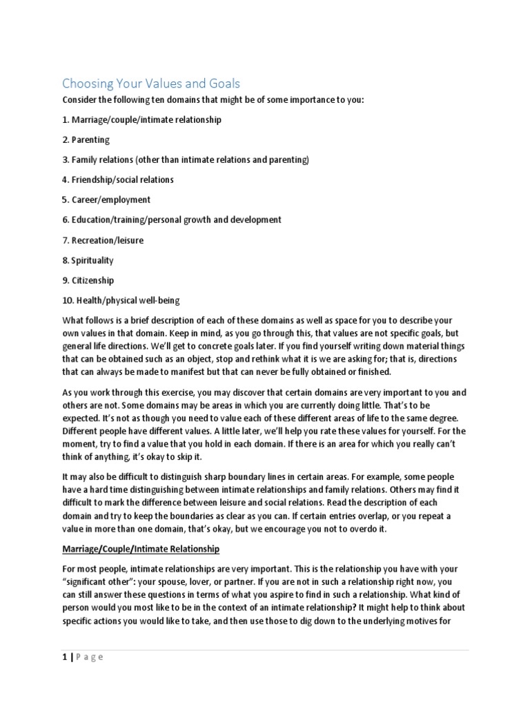 Defining Personal Values and Goals | PDF | Family | Value (Ethics)
