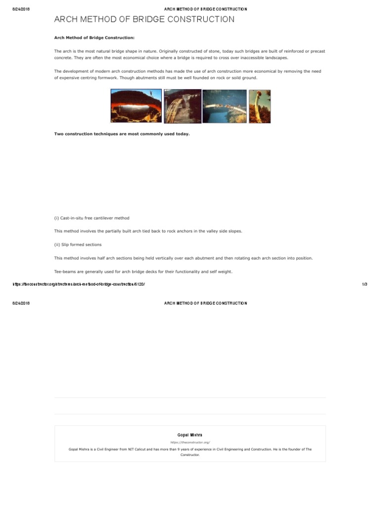 Arch Bridge Construction Techniques | PDF | Architectural Elements ...