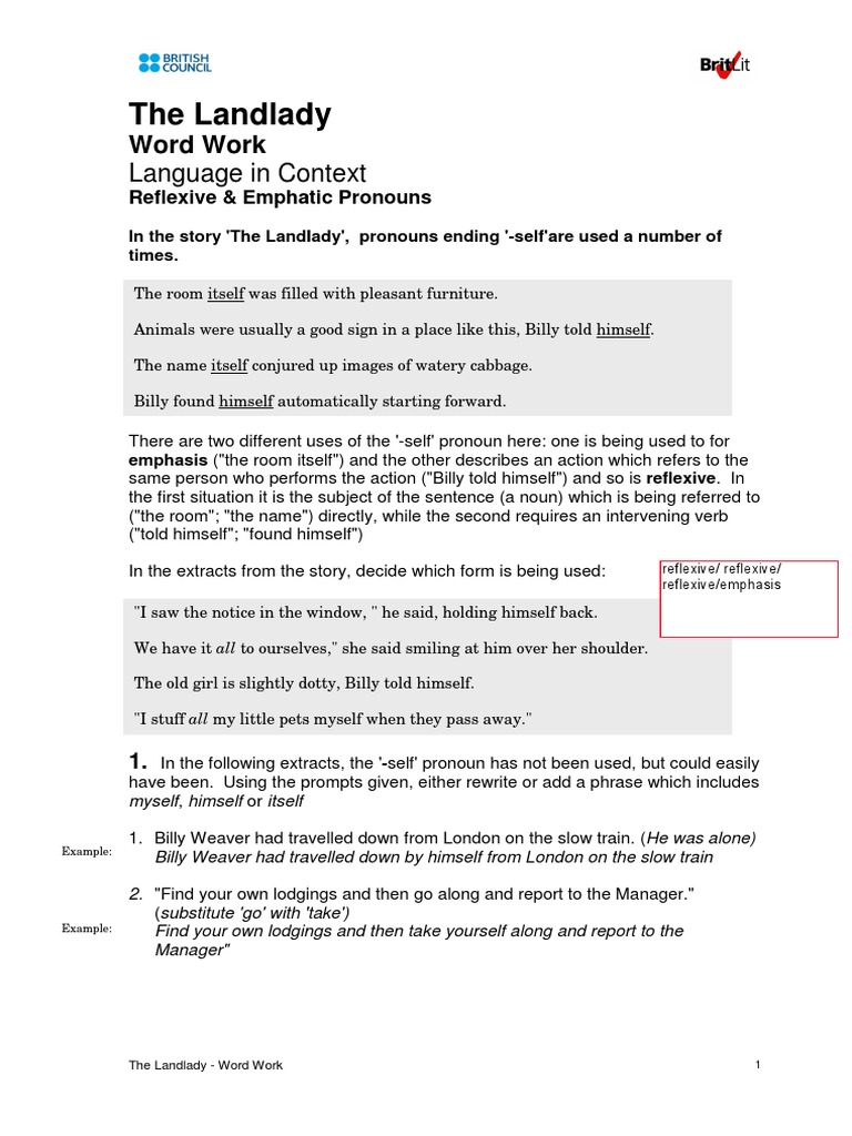 The Landlady The Landlady Language in Context Language in Context Pronoun Linguistic