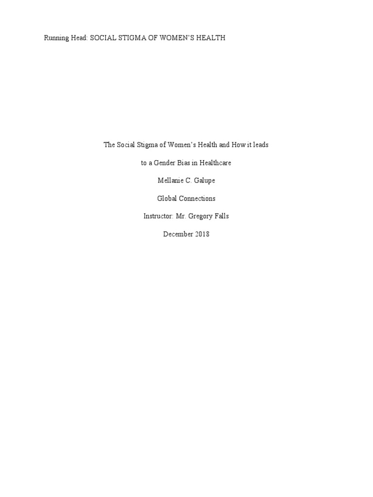 Senior Project Paper PDF Social Stigma Gender