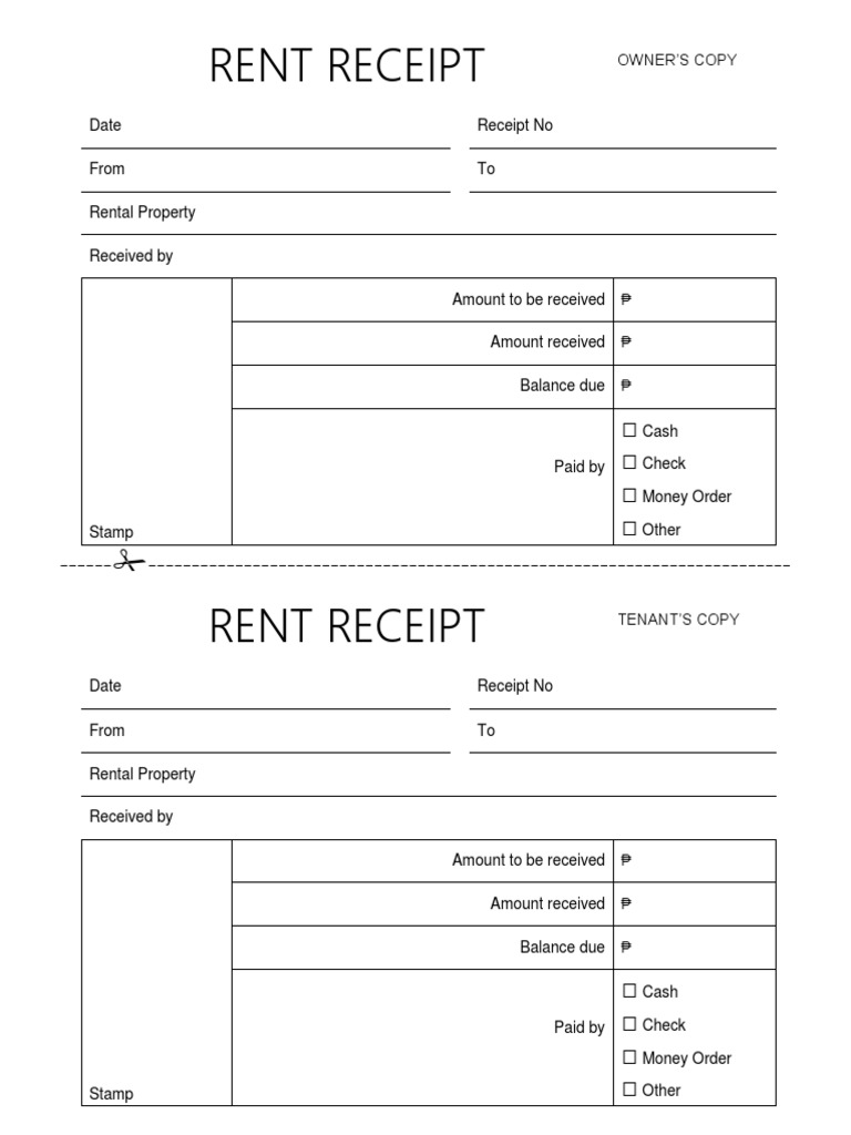 Rent Receipt Template Form | PDF