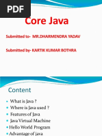 Core Java: Submitted to-MR - DHARMENDRA YADAV