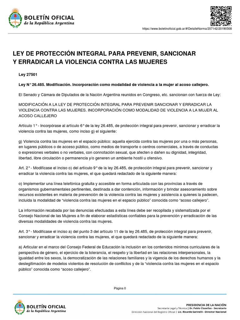 Ley de Protección Integral para Prevenir, Sancionar y Erradicar La ...