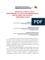 A Informática Educativa Professor, Aluno e Os Problemas Escolares No Ensino-Aprendizagem