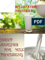 Haccp Implentation in Milk Industries