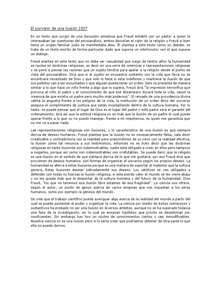 El Porvenir de Una Ilusión 1927 PDF Sigmund Freud Homo Sapiens