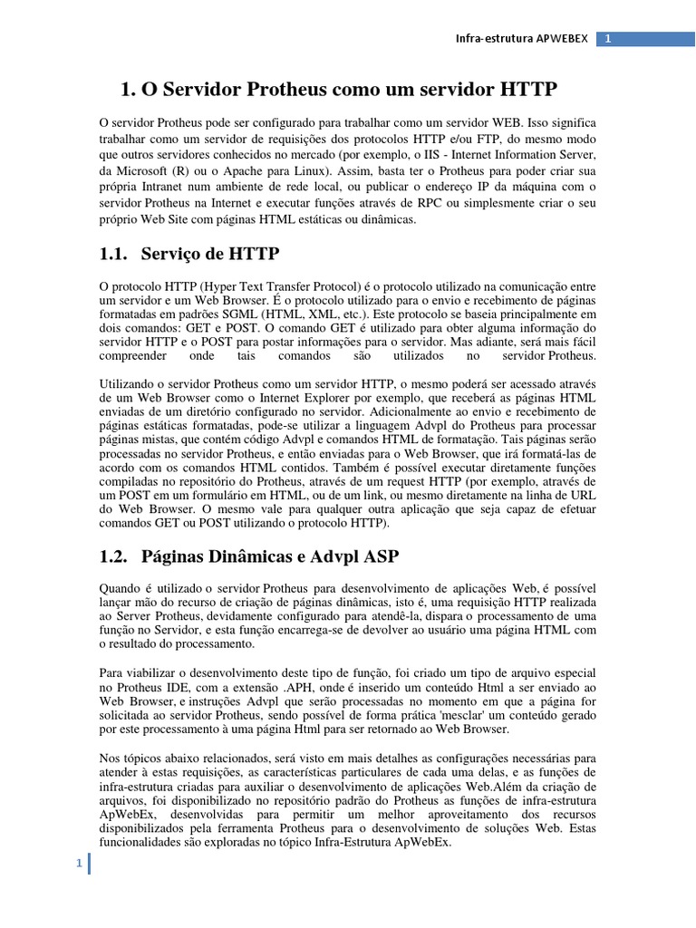 Servidor Protheus como HTTP e ASP | PDF | Protocolo de transferência de ...