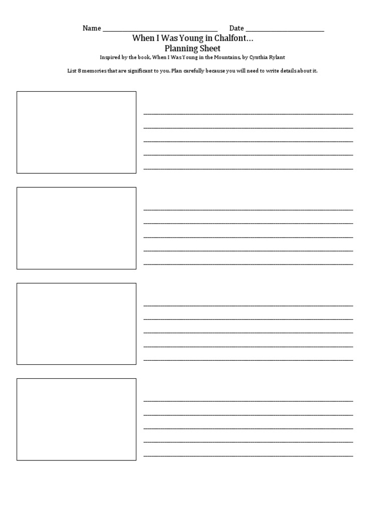 Memory Planning Sheet Template | PDF