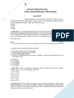 Massa Atômica, Molecular e Molar em Lista de Exercícios