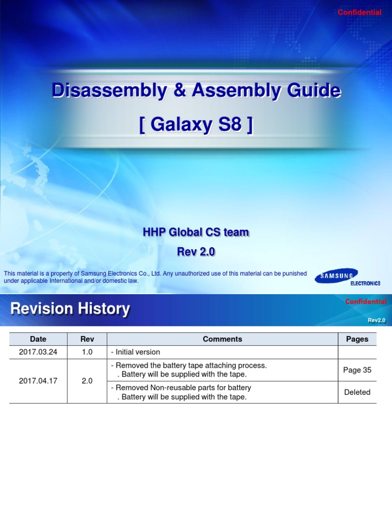 Disassembly and Assembly Guide of Galaxy S8 - Rev2.0 PDF | PDF ...