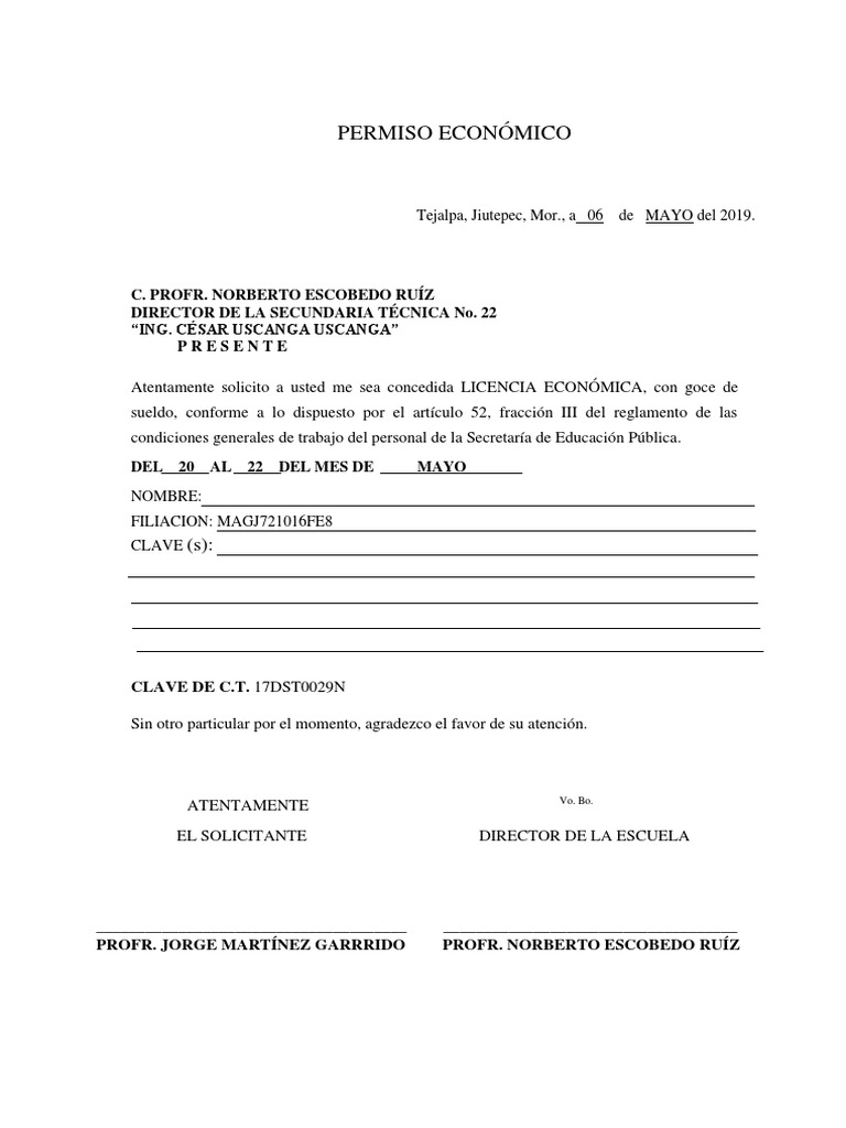 Permiso Economico PDF
