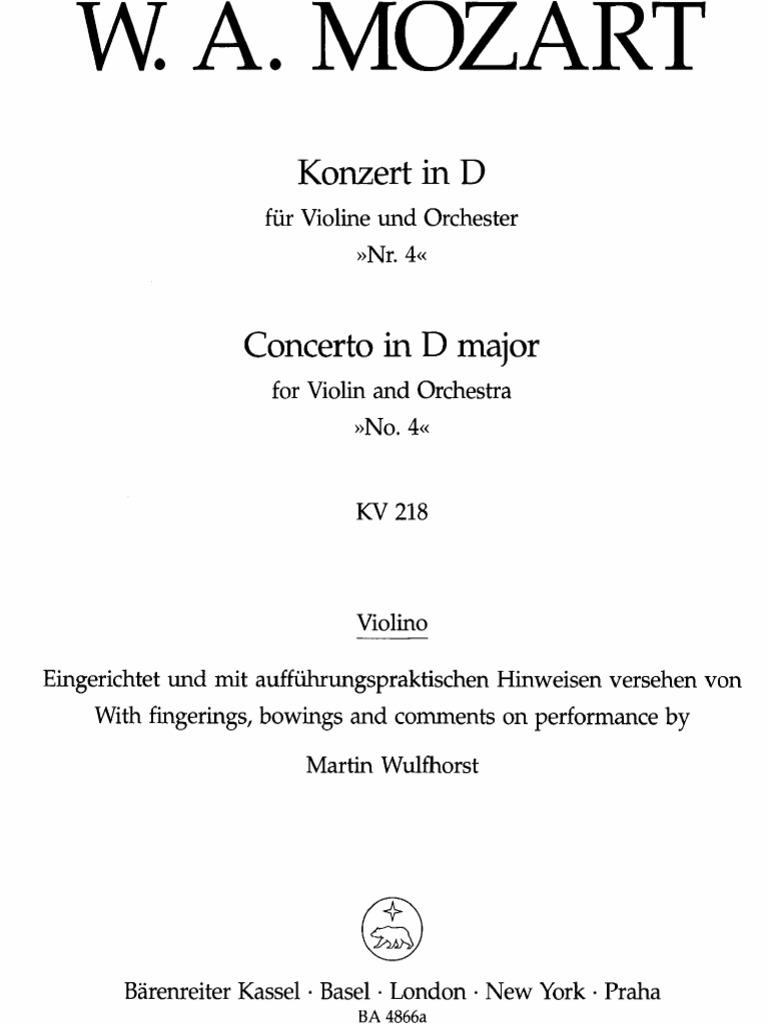 Mozart Violin Concerto 4 Barenreiter PDF PDF