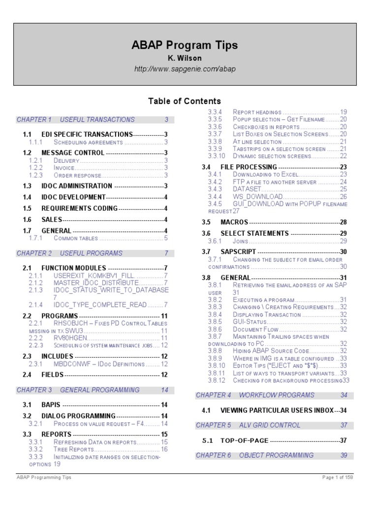 Abap Useful Information PDF | PDF | Database Index | Windows Registry