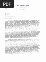 Barr Letter to Trump Regarding Executive Privilege