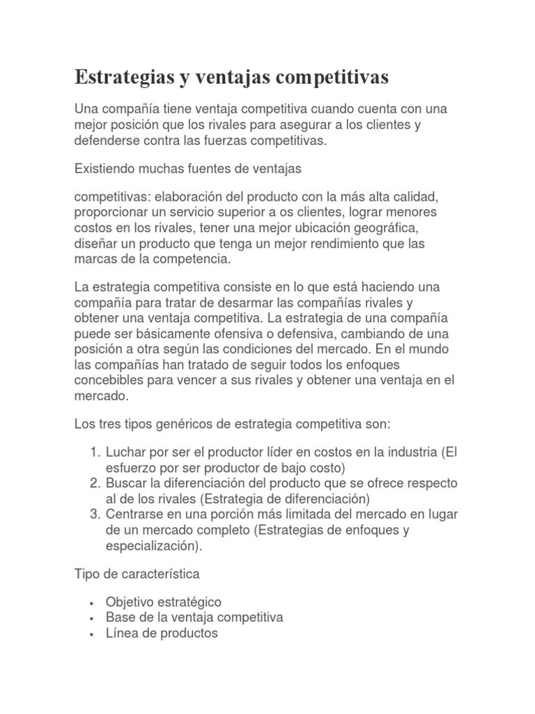 Estrategias y Ventajas Competitivas | PDF | Ventaja competitiva ...