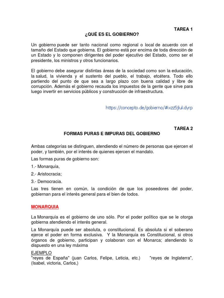 Formas puras e impuras de gobierno Monarquía Democracia