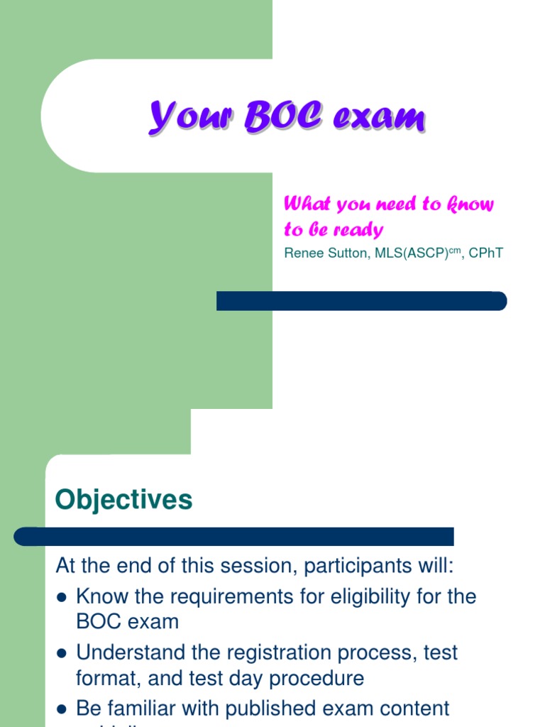 Preparing for the BOC Examination | PDF | Certification | Course Credit