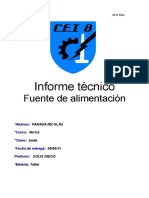 Informe Tecnico de La Fuente de Alimentacion