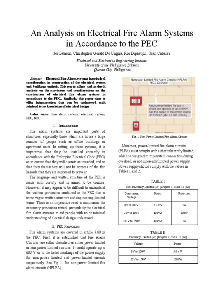 Fire Alarm Systems per PEC Guidelines | PDF | Electrical Wiring ...