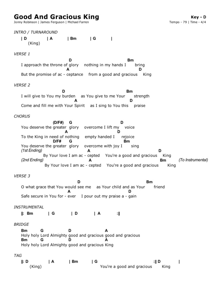 Good and Gracious King D | Song Structure | Songs