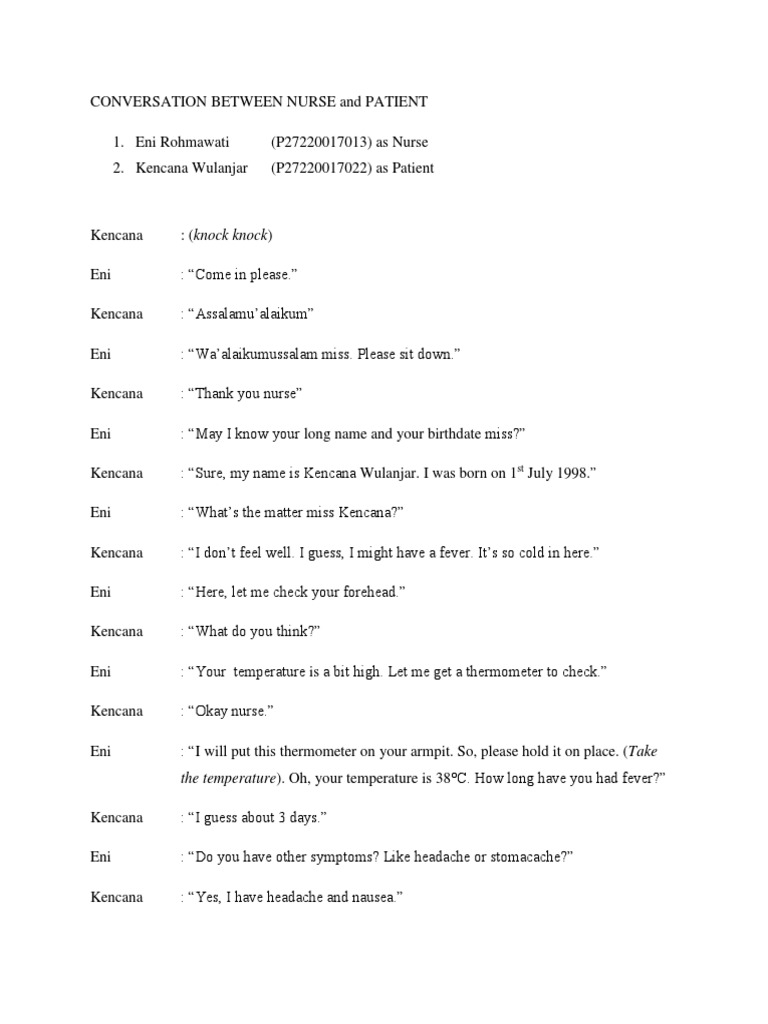 Nurse-Patient Conversation Transcript | PDF | Science & Mathematics